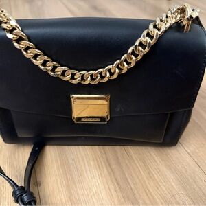 Michael Kors Black Shoulder Bag with Gold Chain